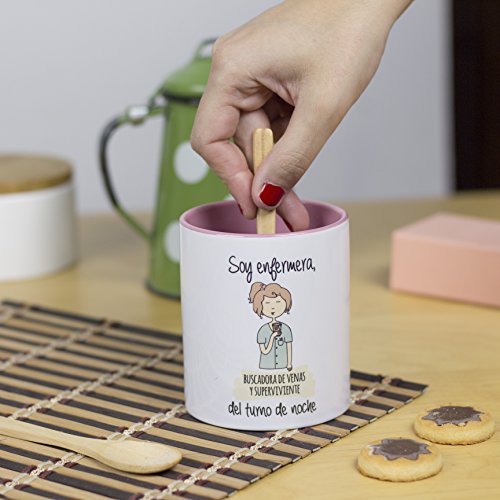 La mente es Maravillosa - Taza Frase y Dibujo Divertido (Soy Enfermera, buscadora de Venas y superviviente del Turno de Noche) Regalo Enfermera