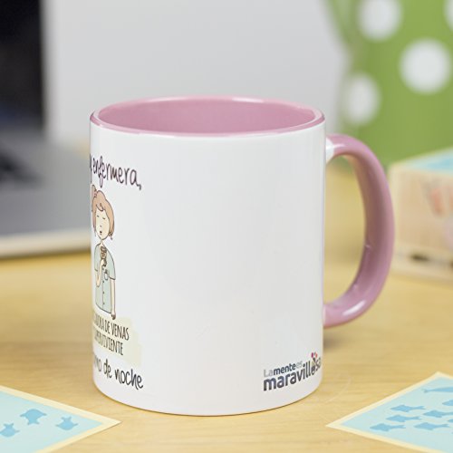 La mente es Maravillosa - Taza Frase y Dibujo Divertido (Soy Enfermera, buscadora de Venas y superviviente del Turno de Noche) Regalo Enfermera