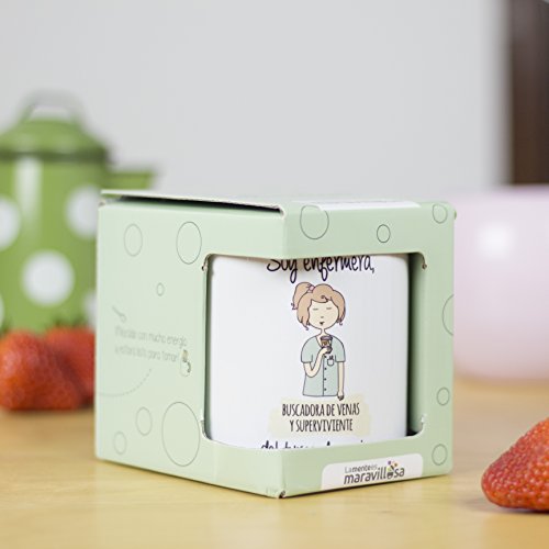 La mente es Maravillosa - Taza Frase y Dibujo Divertido (Soy Enfermera, buscadora de Venas y superviviente del Turno de Noche) Regalo Enfermera