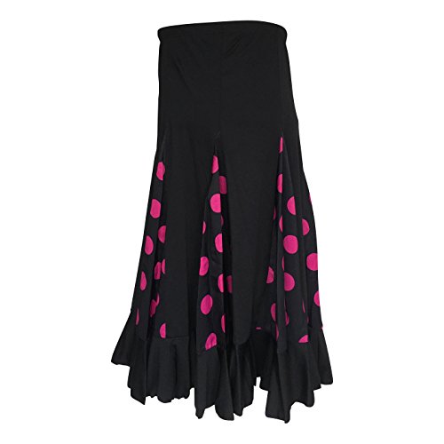 La Señorita Falda Flamenco Danza Sévillane niña Negro con Puntos Rosa (Talla 6-5/6 año)