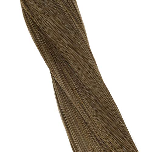 LaaVoo 14Pulgadas/35cm Tape in Hair Extensiones de Pelo Brasileno Naturales Castano Claro #8 Individual Adhesivas Baratas 50gramo/20pieza