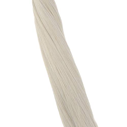 LaaVoo 16 Pulgadas Flat-Tip Keratina Extensiones Rubias Platino Naturales Queratina para Extensiones de Pelo Remi Brazilian Humanos 50 Gramo Por Paquete