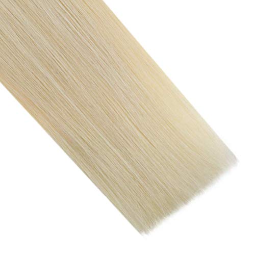 LaaVoo 35cm Rubio Ceniza Balayage Bionda Media Ombre Rubia Platino Straight Hair Bundles Extensiones Pelo Remy Naturales Sewing Trama de Cabello Corto 100GR