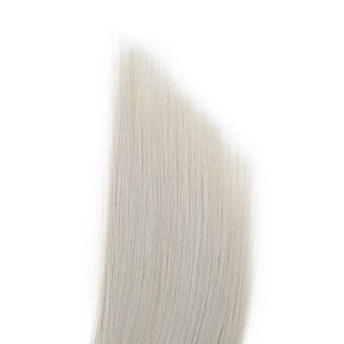 LaaVoo Extensiones de Cabello Natural Humano Rubia Platino #60 Remy Brazilian Humanas Indiviadual Adhesivas Tape in Hair 16 Pulgadas 50g/20pcs