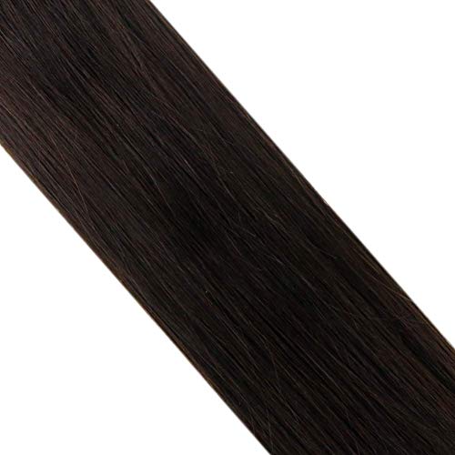 LaaVoo Pre Bonded Nail Tips Fusion Extensiones de Pelo Natural Queratina 20” #2 Marrón Oscuro Remy U Tip Mujer Pelo Natural 1G*50S