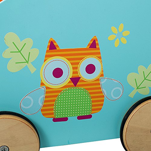 labebe - Andador Madera Para Bebe, Carrito Infantil Juguete, Juguete Carro Compra por 4 Ruedas, Andador Bebe Paso Primeros, Ligero Carrito por Niño 1-3 Años, Carro Juguete de Niña/Chico - Naranja Búho