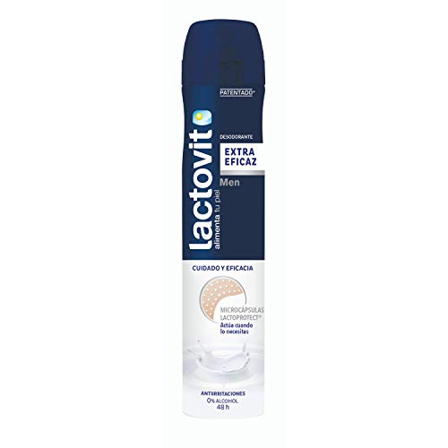 Lactovit - Desodorante Extra Eficaz Men, 0% Alcohol, Anti-Irritaciones y 48H de Eficacia - 200 ml