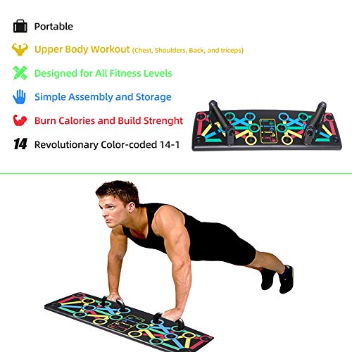 Lacyie Tabla de Flexiones 14 en 1,Push Up Rack Board Fitness Entrenamiento Gimnasio Ejercicio Stands para Entrenamiento en el Interior y en el Brazo