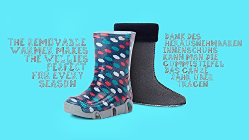 Ladeheid Botas de Agua Zapatos de Seguridad Calzado Unisex Niños Niñas Swk 24 (Azul Oscuro Dots, 25/26 EU)