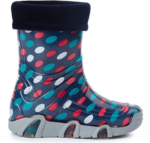 Ladeheid Botas de Agua Zapatos de Seguridad Calzado Unisex Niños Niñas Swk 24 (Azul Oscuro Dots, 25/26 EU)