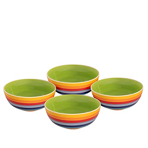 Laeto Rainbow Juego de cuencos de cerámica a rayas perfecto para desayuno, sopa o postre pintado con un bonito diseño de arco iris para decorar tu cocina y tu estado de ánimo.
