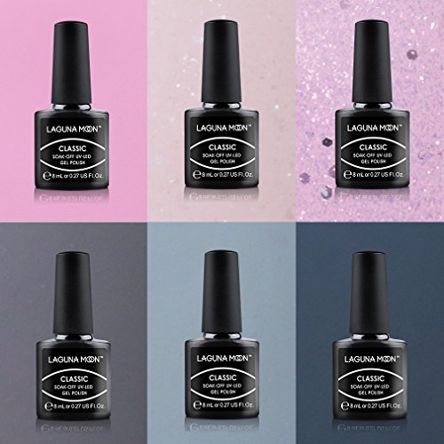 Lagunamoon Esmaltes Semipermanentes, 6pcs Kit de Uñas de gel UV LED, Pintauñas Semipermanentes Set de Regalo para Manicura y Pedicura - 007