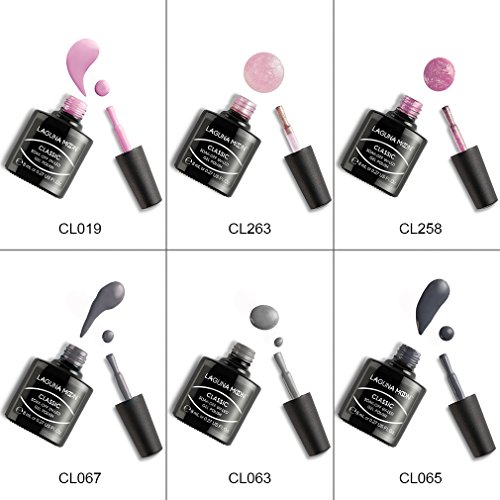 Lagunamoon Esmaltes Semipermanentes, 6pcs Kit de Uñas de gel UV LED, Pintauñas Semipermanentes Set de Regalo para Manicura y Pedicura - 007