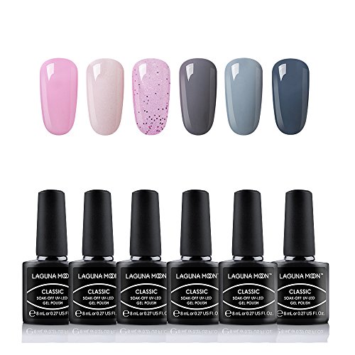 Lagunamoon Esmaltes Semipermanentes, 6pcs Kit de Uñas de gel UV LED, Pintauñas Semipermanentes Set de Regalo para Manicura y Pedicura - 007