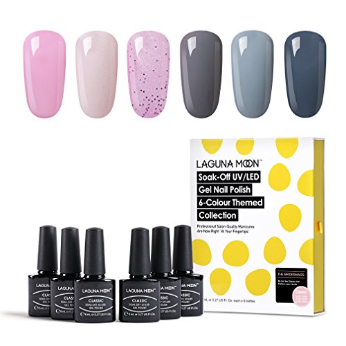 Lagunamoon Esmaltes Semipermanentes, 6pcs Kit de Uñas de gel UV LED, Pintauñas Semipermanentes Set de Regalo para Manicura y Pedicura - 007