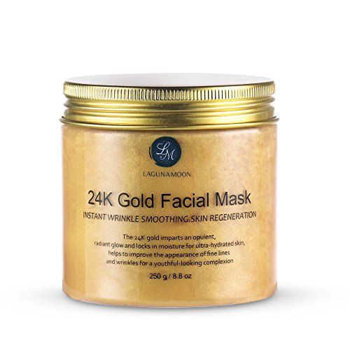 Lagunamoon - Máscara facial de oro de 24 quilates para tratamiento facial antiarrugas, minimizador de poros, tratamiento de cicatrices de acné y eliminador de puntos negros, 250 g
