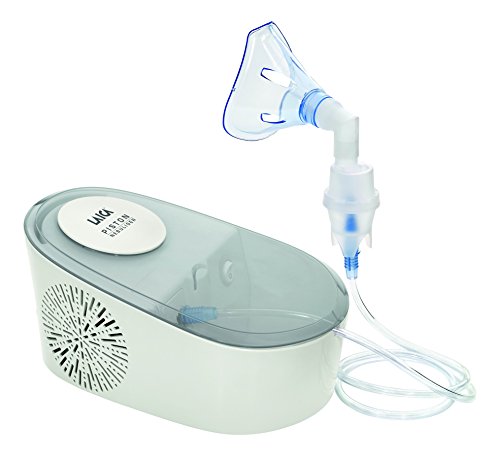 Laica NE2012 Inhalador-Nebulizador a pistones, se puede usar con todo tipo de medicamentos, con un compartimento para guardar los accesorios