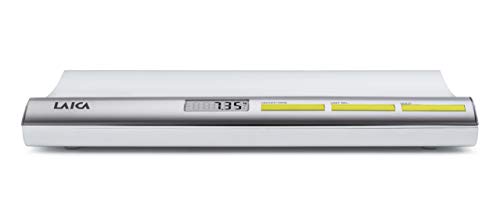 Laica PS3001 Báscula digital para pesar bebés, hasta 20 kg, color plata/blanco, con función bloqueo y tara