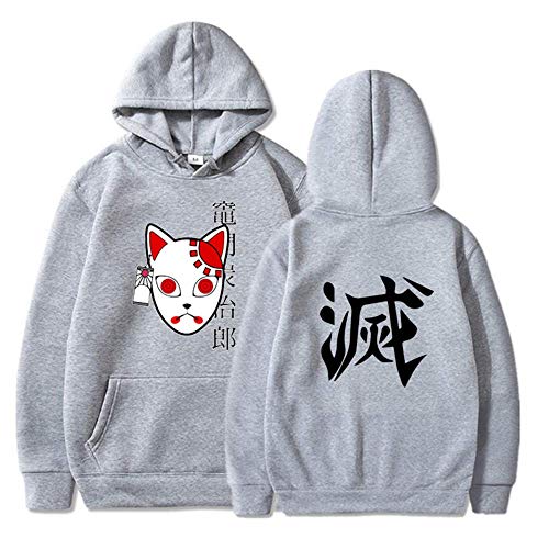LALLing Hombres Niños Anime Demon Slayer Sudadera con Capucha Streetwear Pullover Sudadera Harajuku Kamado Tanjiro Cosplay Disfraz Sudaderas con Capucha Tops