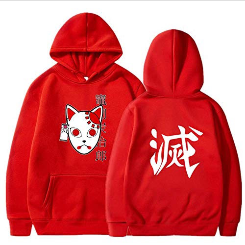 LALLing Hombres Niños Anime Demon Slayer Sudadera con Capucha Streetwear Pullover Sudadera Harajuku Kamado Tanjiro Cosplay Disfraz Sudaderas con Capucha Tops