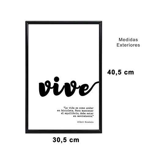 Láminas Decorativas con Marco [Vive, AMA, SUEÑA] |Set de 3 Láminas Modernas Estilo Nórdico de Frases Motivadoras en Blanco y Negro. Láminas Tendencia 2020 | 30 x 40 cm