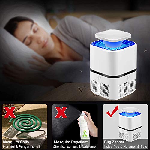 Lámpara Antimosquitos, Asesino de Mosquitos, Electric Bug Zapper, Mosquito Killer Lamp, Portátil Carga por USB sin Ruido y Radiación, Tranquilidad Ambiente para Dormir (Blanco)