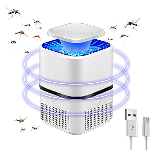Lámpara Antimosquitos, Asesino de Mosquitos, Electric Bug Zapper, Mosquito Killer Lamp, Portátil Carga por USB sin Ruido y Radiación, Tranquilidad Ambiente para Dormir (Blanco)