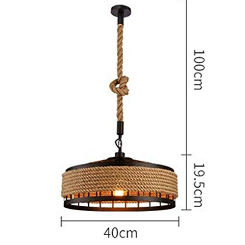 Lámpara colgante de luz de techo, lámpara de techo de cáñamo industrial retro de COCOL Lámpara colgante de lámpara de cuerda de metal Lámpara de salón Comedor Bar Balcón/No incluido Bombillas