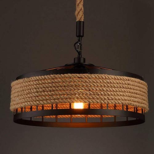 Lámpara colgante de luz de techo, lámpara de techo de cáñamo industrial retro de COCOL Lámpara colgante de lámpara de cuerda de metal Lámpara de salón Comedor Bar Balcón/No incluido Bombillas