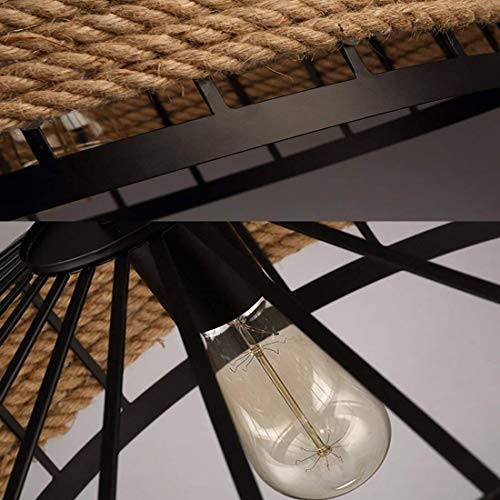 Lámpara colgante de luz de techo, lámpara de techo de cáñamo industrial retro de COCOL Lámpara colgante de lámpara de cuerda de metal Lámpara de salón Comedor Bar Balcón/No incluido Bombillas