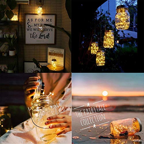 Lámpara de Decoración Solar - 4 Piezes Lámpara Solar Mason Jar Set Lámpara Ahorro de Energía e Impermeable para Jardín Interiores/Exteriores Festival y Decoración de Fiesta Bodas