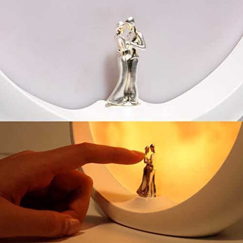 Lámpara de Humor de Luna Regalo único de Aniversario de Bodas de San Valentín Decoración de Arte, Boda Blanca Bajo Luna Llena (No recargable)