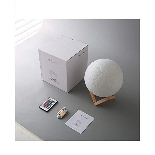 Lámpara de luna en 3D de 16 Colores LED Luz de Luna con 15 cm de Diámetro Lámpara de Noche Luna Llena con Control Remoto Carga Usb para Niños Bebé Dormitorio Café Bar Regalo de Fiesta Decoración