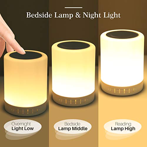 Lámpara de Noche Reawul con Altavoz Bluetooth, Lámpara de Mesa Touch Night Light con RGB 3 Modos Regulables al Tacto y 7 Colores para Cambiar, Regalo para Mujeres Hombres Adolescentes