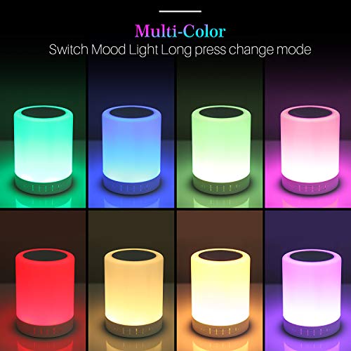 Lámpara de Noche Reawul con Altavoz Bluetooth, Lámpara de Mesa Touch Night Light con RGB 3 Modos Regulables al Tacto y 7 Colores para Cambiar, Regalo para Mujeres Hombres Adolescentes