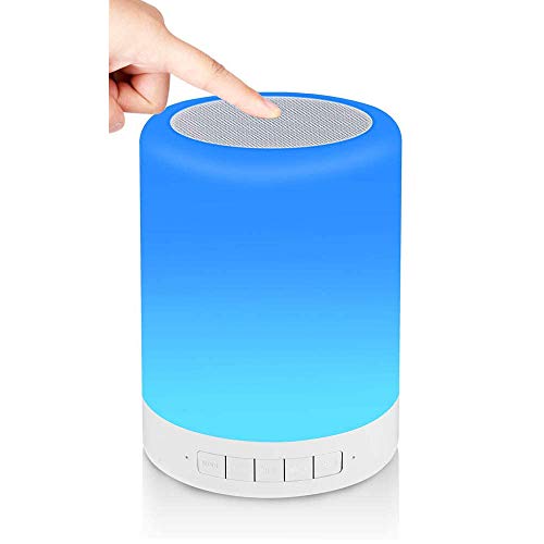 Lámpara de Noche Reawul con Altavoz Bluetooth, Lámpara de Mesa Touch Night Light con RGB 3 Modos Regulables al Tacto y 7 Colores para Cambiar, Regalo para Mujeres Hombres Adolescentes