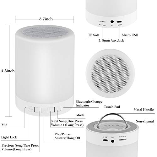Lámpara de Noche Reawul con Altavoz Bluetooth, Lámpara de Mesa Touch Night Light con RGB 3 Modos Regulables al Tacto y 7 Colores para Cambiar, Regalo para Mujeres Hombres Adolescentes
