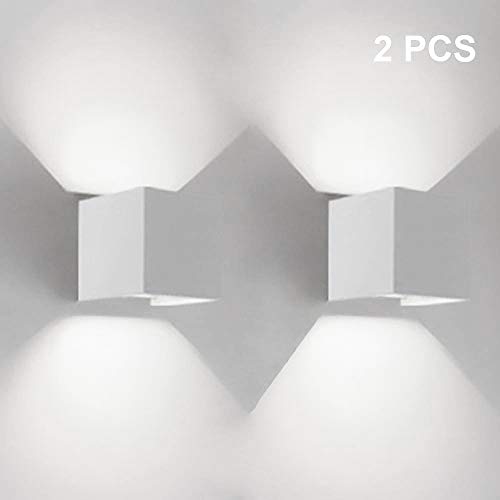 Lámpara de pared LED de 12W AFSEMOS Apliques, 6000K Blanco,Ángulo de haz Ajustable para Pasillo Interior Decoración,Sala de estar, iluminacion led interior,Dormitorio (Blanco),2 Piezas