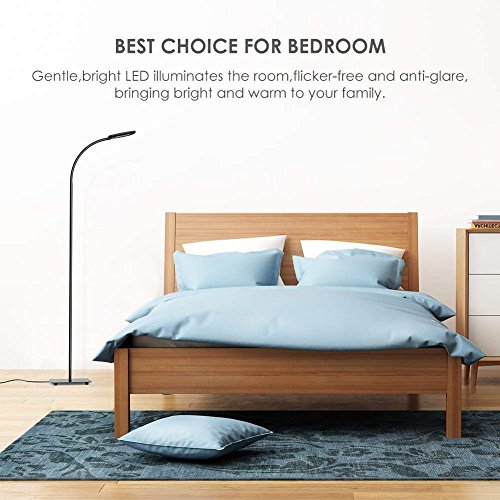 Lámpara de pie,luz de piso LED,lámpara de pie TECKIN de lectura Regulable para el dormitorio de la sala de estar,vida útil larga Luz de piso de control táctil,3temperaturas de color,brillo de 4niveles