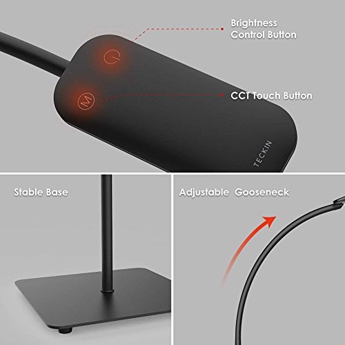 Lámpara de pie,luz de piso LED,lámpara de pie TECKIN de lectura Regulable para el dormitorio de la sala de estar,vida útil larga Luz de piso de control táctil,3temperaturas de color,brillo de 4niveles
