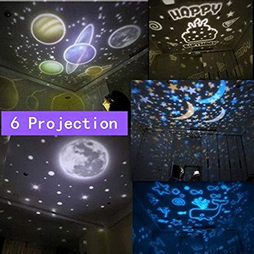 Lámpara de Proyector,FOHYLOY Noche Giratoria Proyector de Estrella Luz de noche de estrella con 3 modos y 5 patrones para la fiesta mágica y el dormitorio de los niños