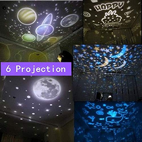 Lámpara de Proyector,FOHYLOY Noche Giratoria Proyector de Estrella Luz de noche de estrella con 3 modos y 5 patrones para la fiesta mágica y el dormitorio de los niños