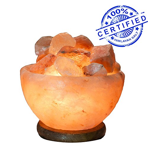 Lámpara de sal del Himalaya natural hecha a mano por Ambient Authentic Natural Crystal Salt Rock con regulador de intensidad con certificación UL