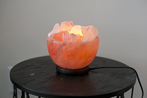 Lámpara de sal del Himalaya natural hecha a mano por Ambient Authentic Natural Crystal Salt Rock con regulador de intensidad con certificación UL