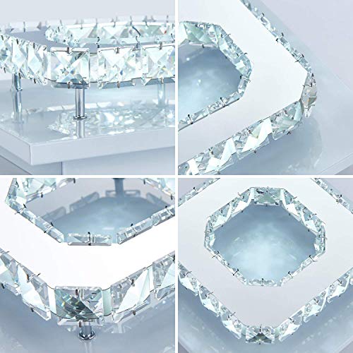 Lámpara de techo de cristal Lámparas de techo Espejo de acero inoxidable LED 12W moderna lámpara de cristal para sala de estar, dormitorio
