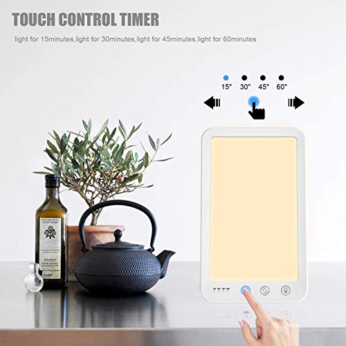 Lámpara de terapia de luz, Lámpara de Terapia de Luz 10,000 Lux SAD Tratamiento para el Trastorno Afectivo Estacional, control táctil, Ultravioleta libre de UV, para SAD/depresión, trastorno del sueño