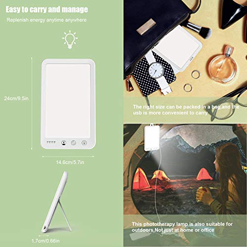 Lámpara de terapia de luz, Lámpara de Terapia de Luz 10,000 Lux SAD Tratamiento para el Trastorno Afectivo Estacional, control táctil, Ultravioleta libre de UV, para SAD/depresión, trastorno del sueño