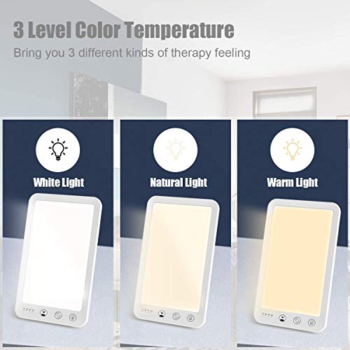 Lámpara de terapia de luz, Lámpara de Terapia de Luz 10,000 Lux SAD Tratamiento para el Trastorno Afectivo Estacional, control táctil, Ultravioleta libre de UV, para SAD/depresión, trastorno del sueño