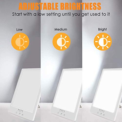 Lámpara de terapia de luz, Lámpara de Terapia de Luz 12000 Lux SAD Tratamiento para el Trastorno Afectivo Estacional, control táctil, Ultravioleta libre de UV,para SAD/depresión, trastorno del sueño