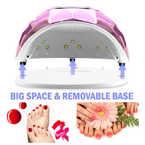 Lámpara de uñas LED UV 86W, secador de uñas más rápido para esmalte de gel, lámpara de curado de uñas con 4 temporizadores de ajuste automático de pantalla LCD para uñas y uñas de los pies (rosa)